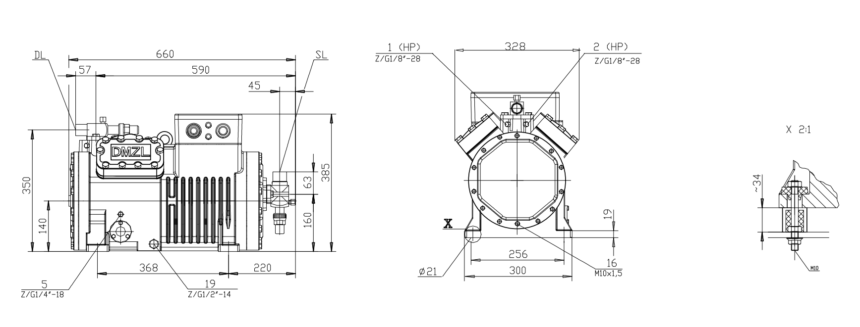 DMZL 4-Cylinder Semi-Hermetic Compressor 8-20HP DMZL 4-Cylinder Semi-Hermetic Compressor 8-20HP