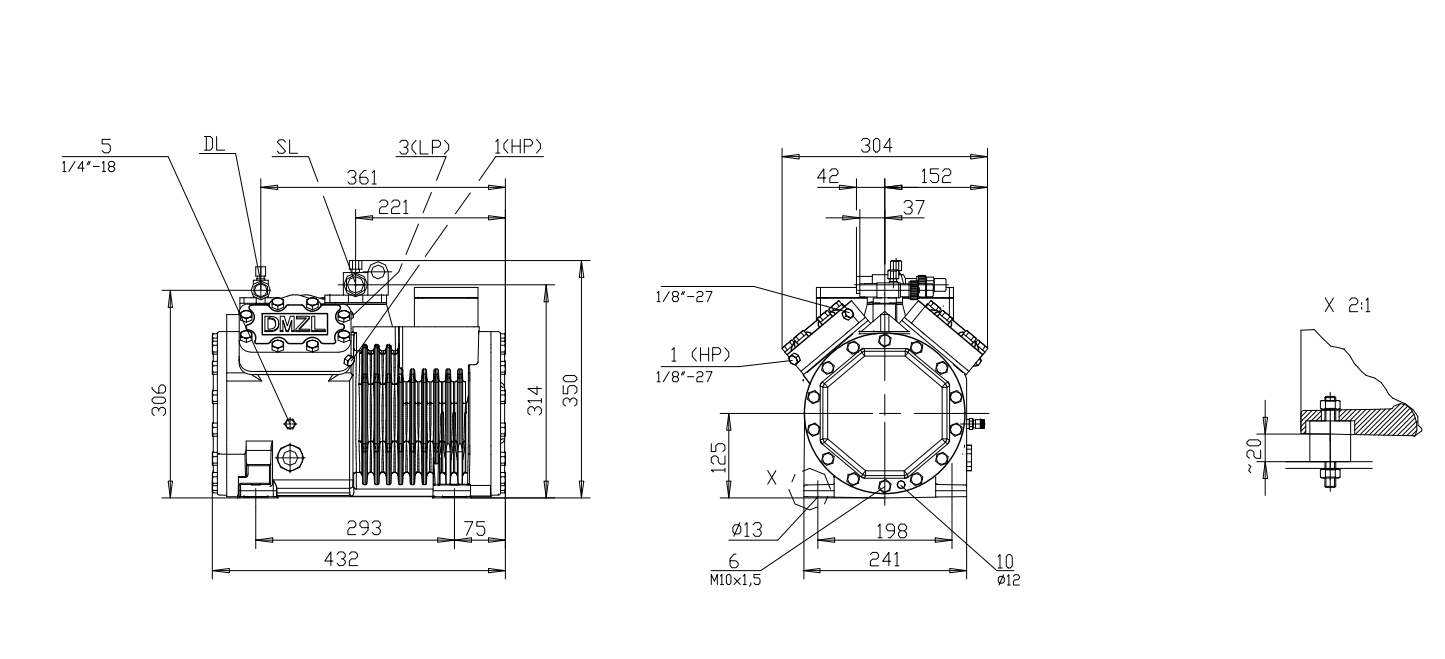 DMZL 4-Cylinder Semi-Hermetic Piston Compressor DMZL 4-Cylinder Semi-Hermetic Piston Compressor